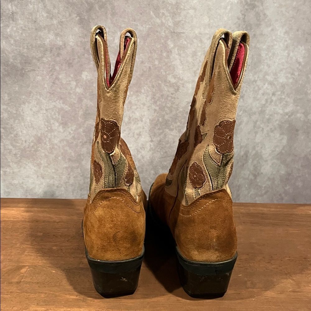 Ariat 16230 Doll Baby Brown Suede Square Toe Floral Embroidered Cowboy Boots 8.5 - Picture 7 of 9